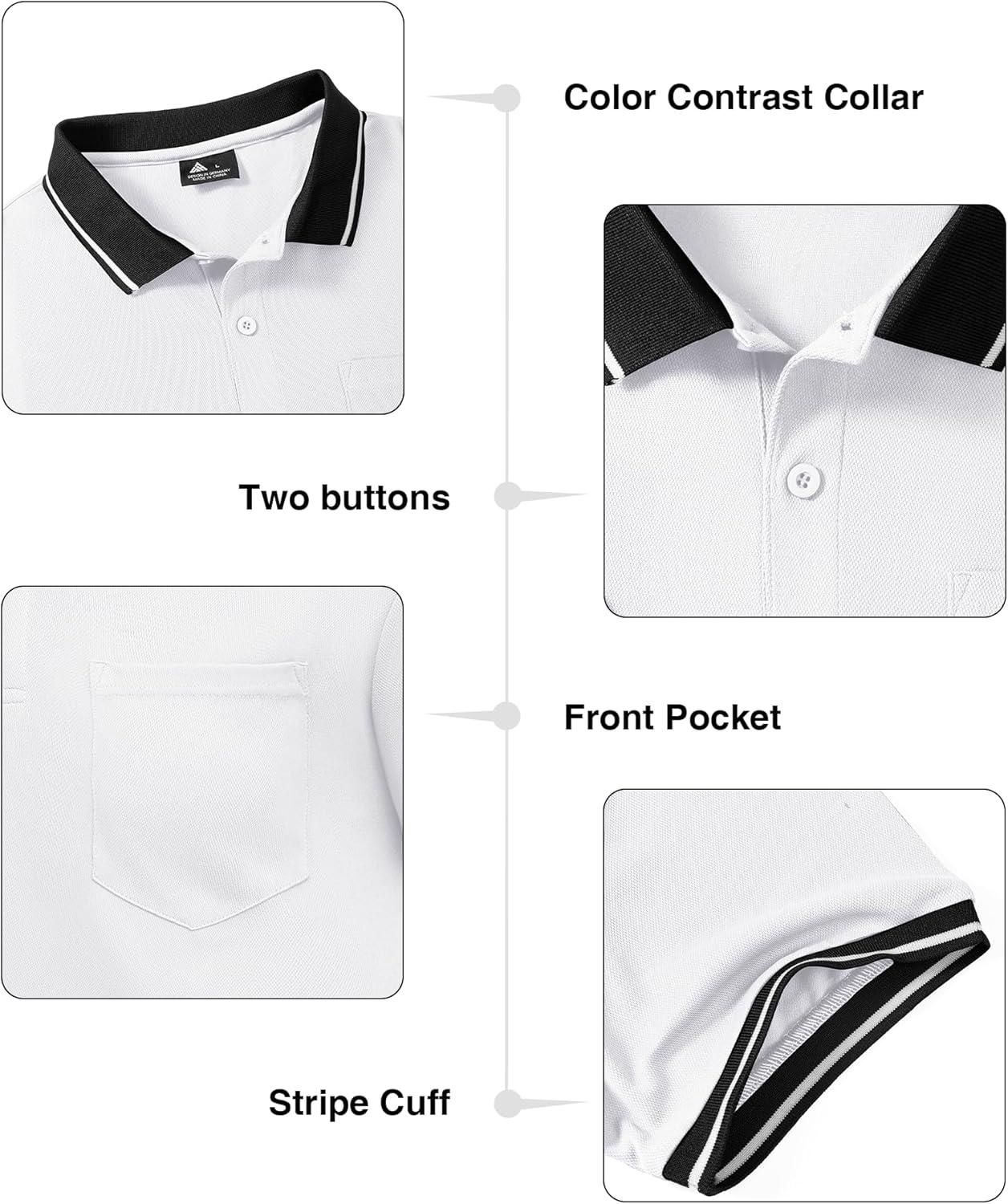 imageZITY 3 Pack Men Polo Shirts Short Sleeve with Pocket Sport Wicking Shirts for Men Casual Athletic Collared TShirtsBlack White Grey