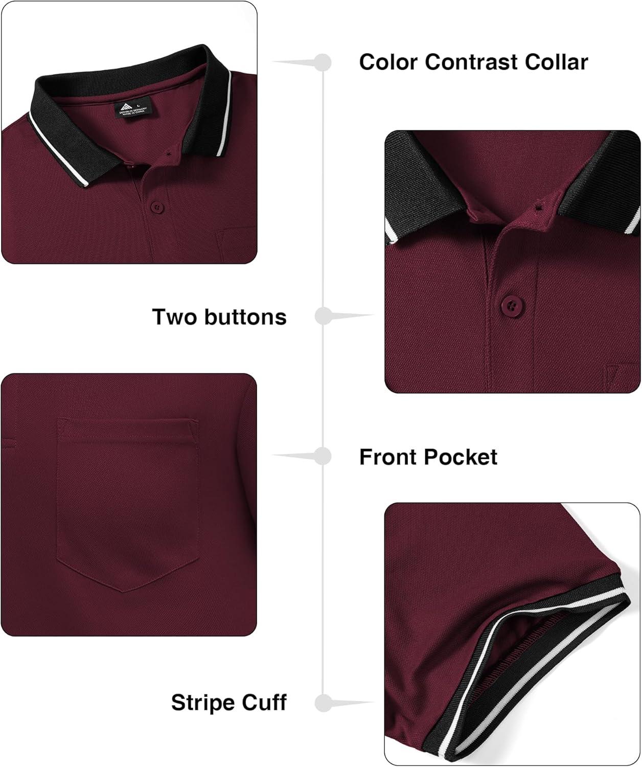 imageZITY 3 Pack Men Polo Shirts Short Sleeve with Pocket Sport Wicking Shirts for Men Casual Athletic Collared TShirtsOrange Yelleow Red