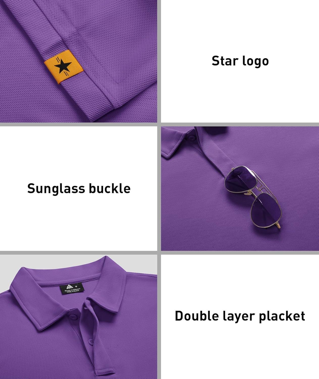 imageZITY 3 Pack Mens Polo Shirt Short Sleeve Sports Performance Business Casual Golf Shirts for Men Collared Tactical TShirtsViolet Forstgreen Black