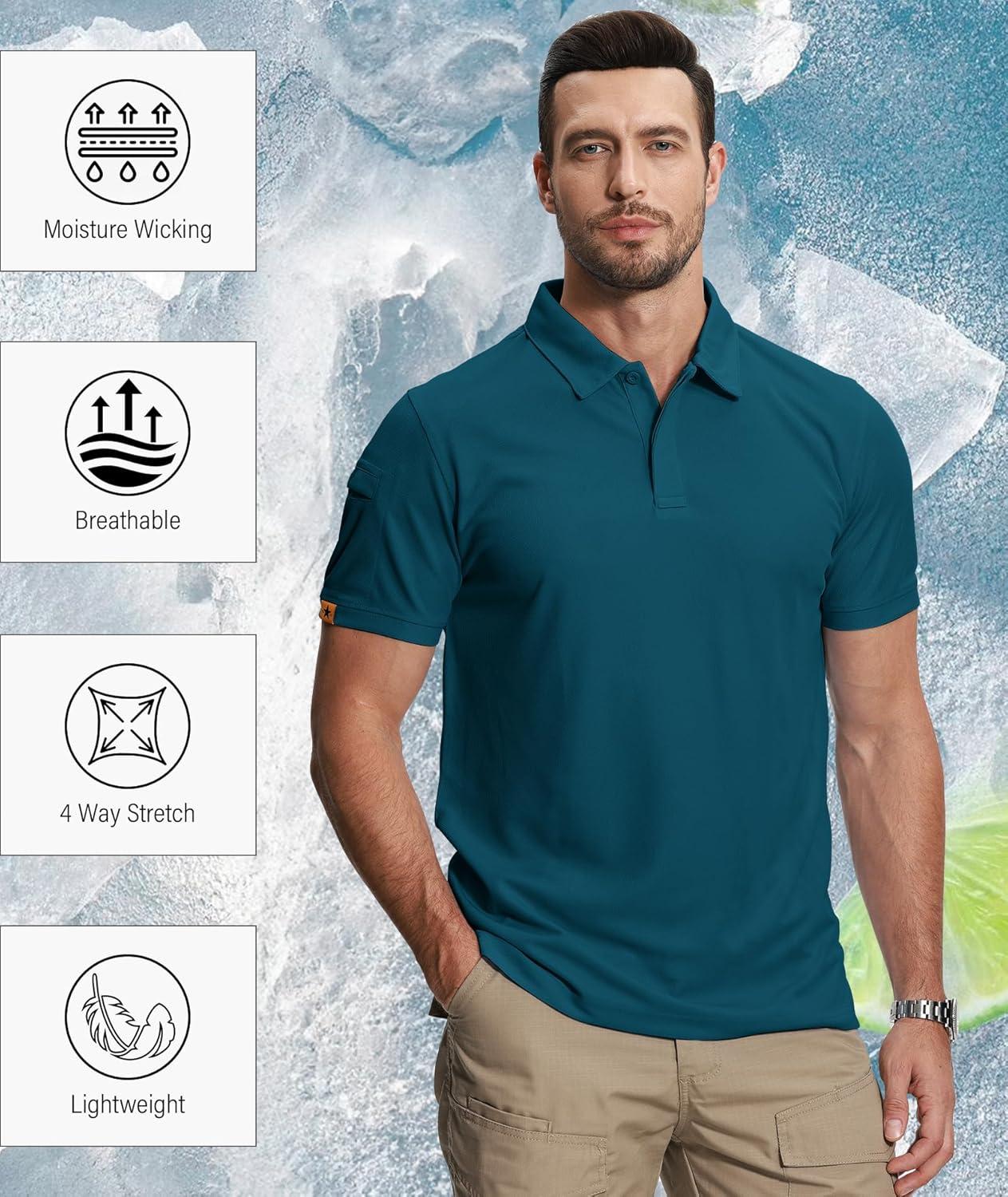 imageZITY 5 Pack Mens Polo Shirt Short Sleeve Sports Golf Tennis TShirt MoistureWicking Summer ShirtsBlack Grey White Blue Duckblue