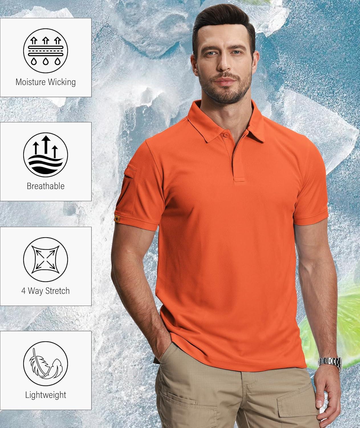 imageZITY 5 Pack Mens Polo Shirt Short Sleeve Sports Golf Tennis TShirt MoistureWicking Summer ShirtsDarkgray Grass Lightkhaki Orange Wine