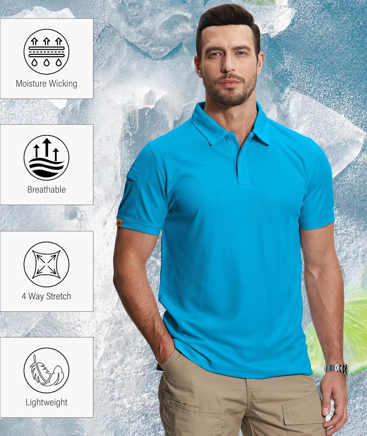 imageZITY 5 Pack Mens Polo Shirt Short Sleeve Sports Golf Tennis TShirt MoistureWicking Summer ShirtsDarkgray Purple Yellow Grass Bluegreen