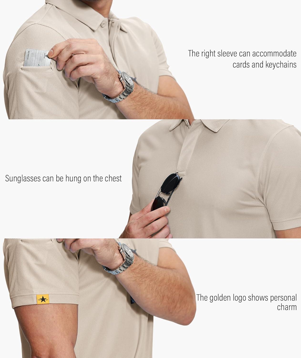 imageZITY 5 Pack Mens Polo Shirt Short Sleeve Sports Golf Tennis TShirt MoistureWicking Summer ShirtsDarkteal Grey Black Violet Lightkhaki