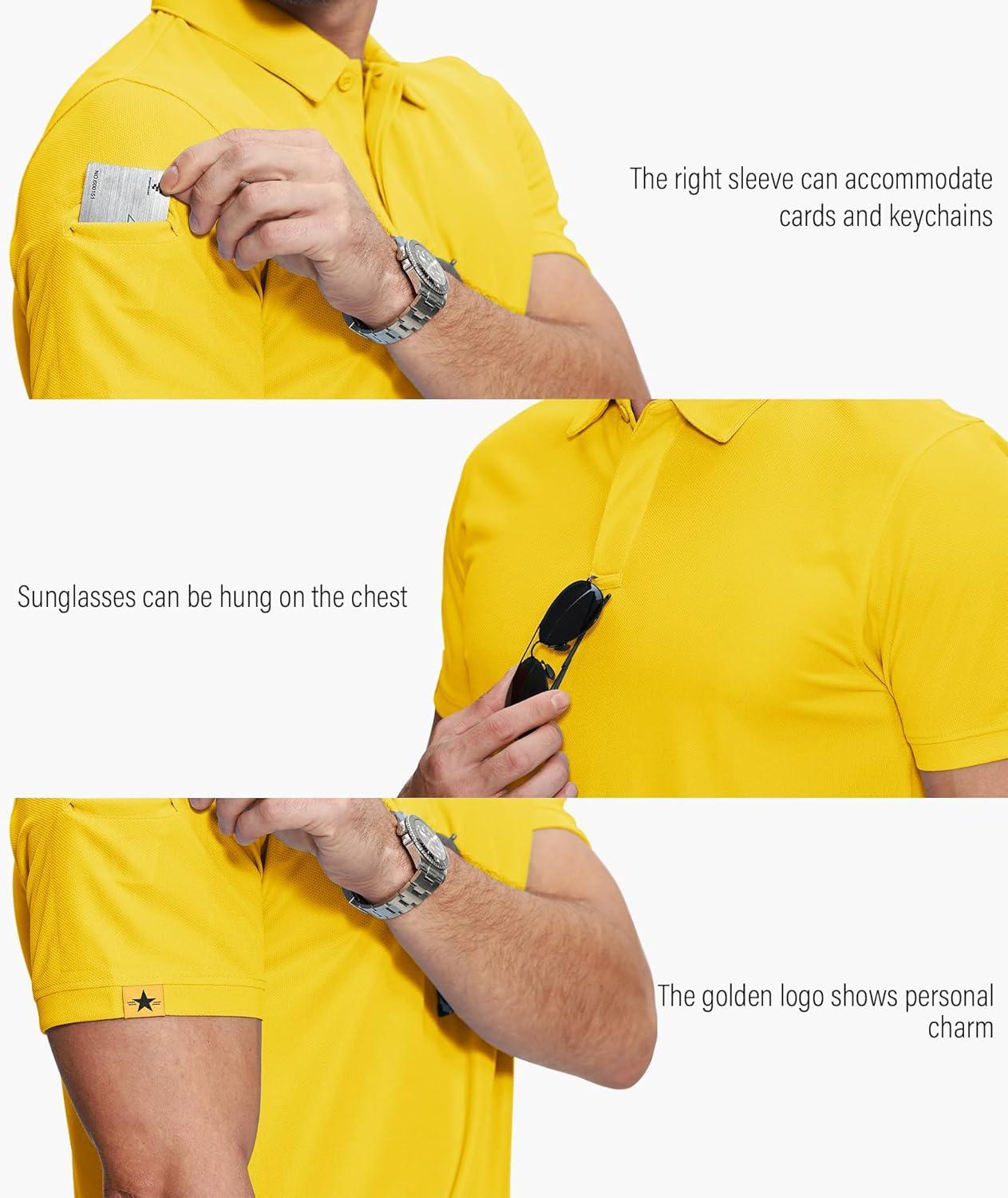 imageZITY 5 Pack Mens Polo Shirt Short Sleeve Sports Golf Tennis TShirt MoistureWicking Summer ShirtsGrass Yellow Lightkhaki White Orange