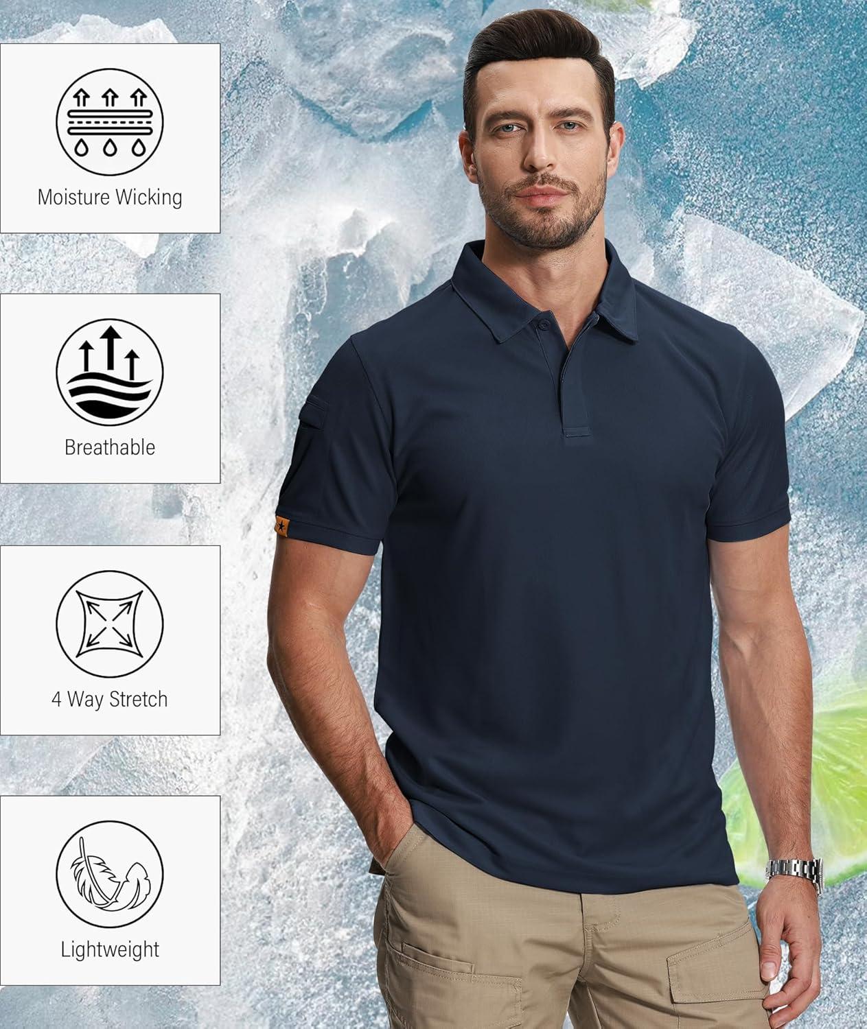 imageZITY 5 Pack Mens Polo Shirt Short Sleeve Sports Golf Tennis TShirt MoistureWicking Summer ShirtsNavy