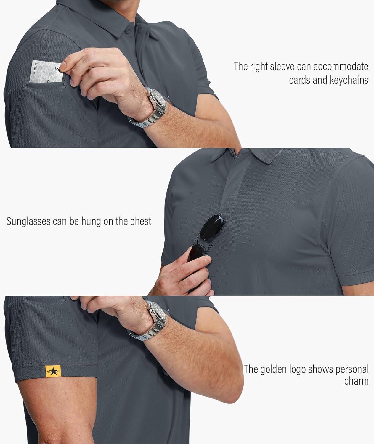 imageZITY 5 Pack Mens Polo Shirt Short Sleeve Sports Golf Tennis TShirt MoistureWicking Summer ShirtsPure Grey