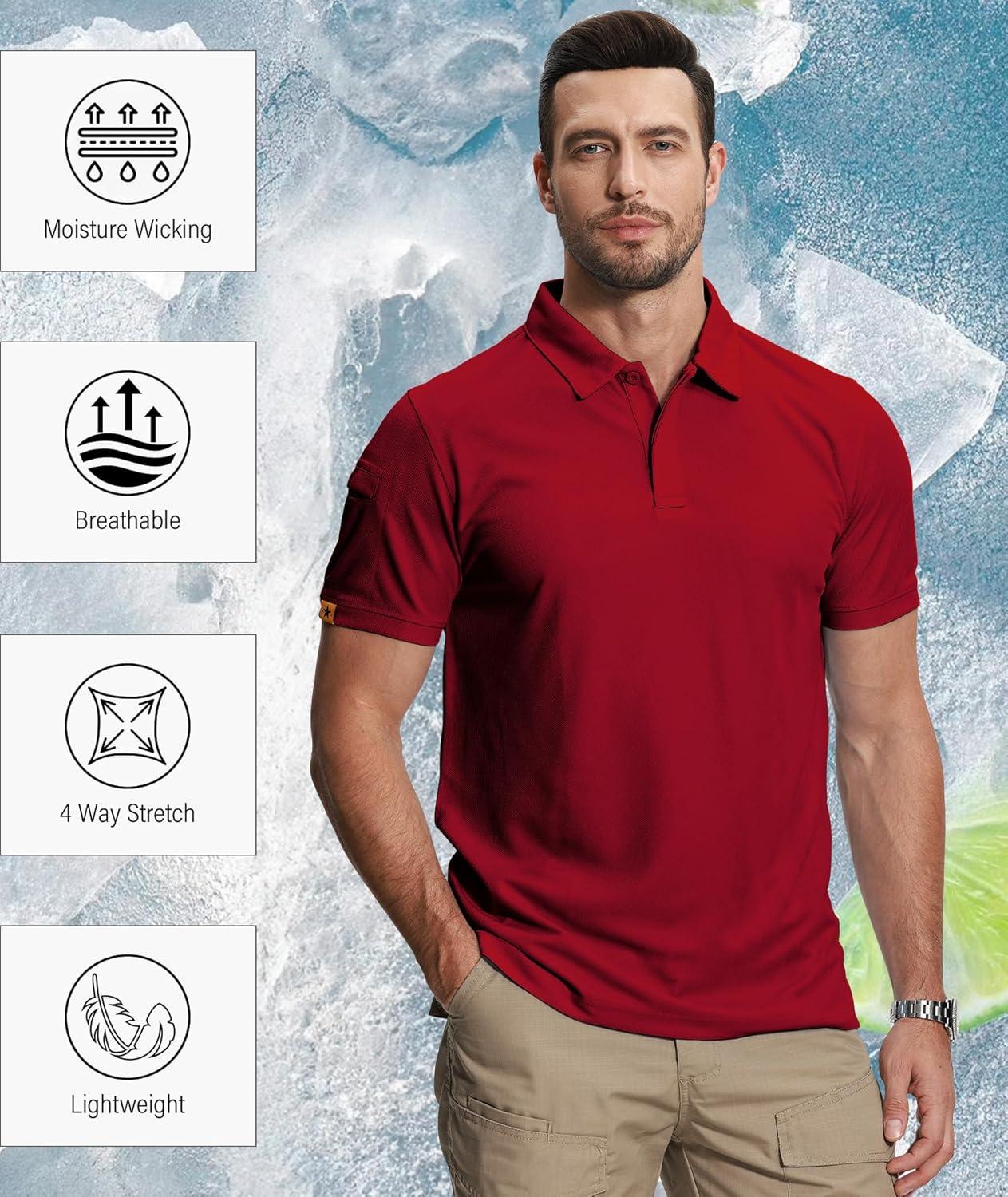 imageZITY 5 Pack Mens Polo Shirt Short Sleeve Sports Golf Tennis TShirt MoistureWicking Summer ShirtsRed Black Grassgreen Black Teal