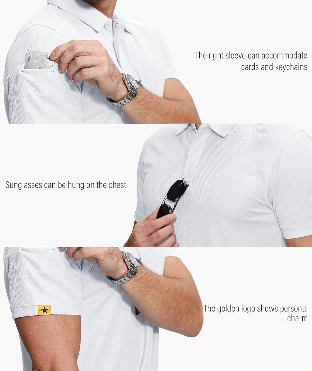 imageZITY 5 Pack Mens Polo Shirt Short Sleeve Sports Golf Tennis TShirt MoistureWicking Summer ShirtsWhite