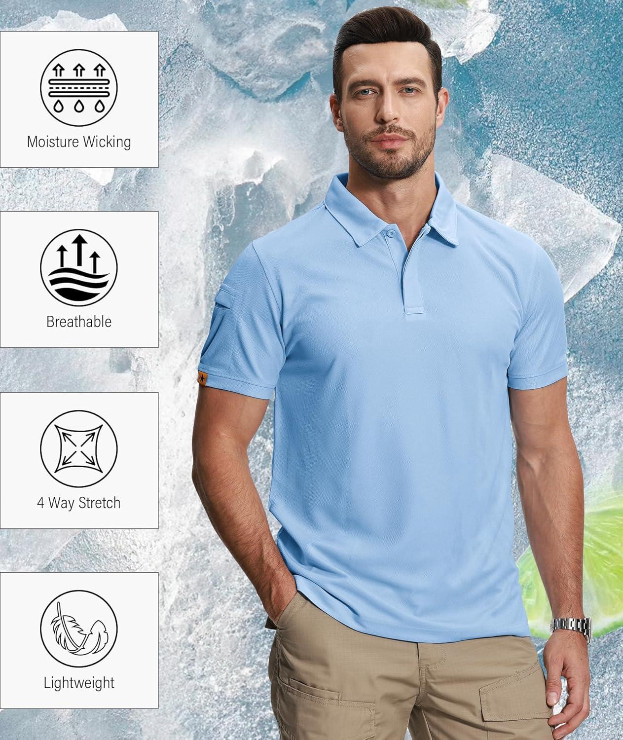 imageZITY 5 Pack Mens Polo Shirt Short Sleeve Sports Golf Tennis TShirt MoistureWicking Summer ShirtsWhite Moon Bluegreen Turquoise Sky