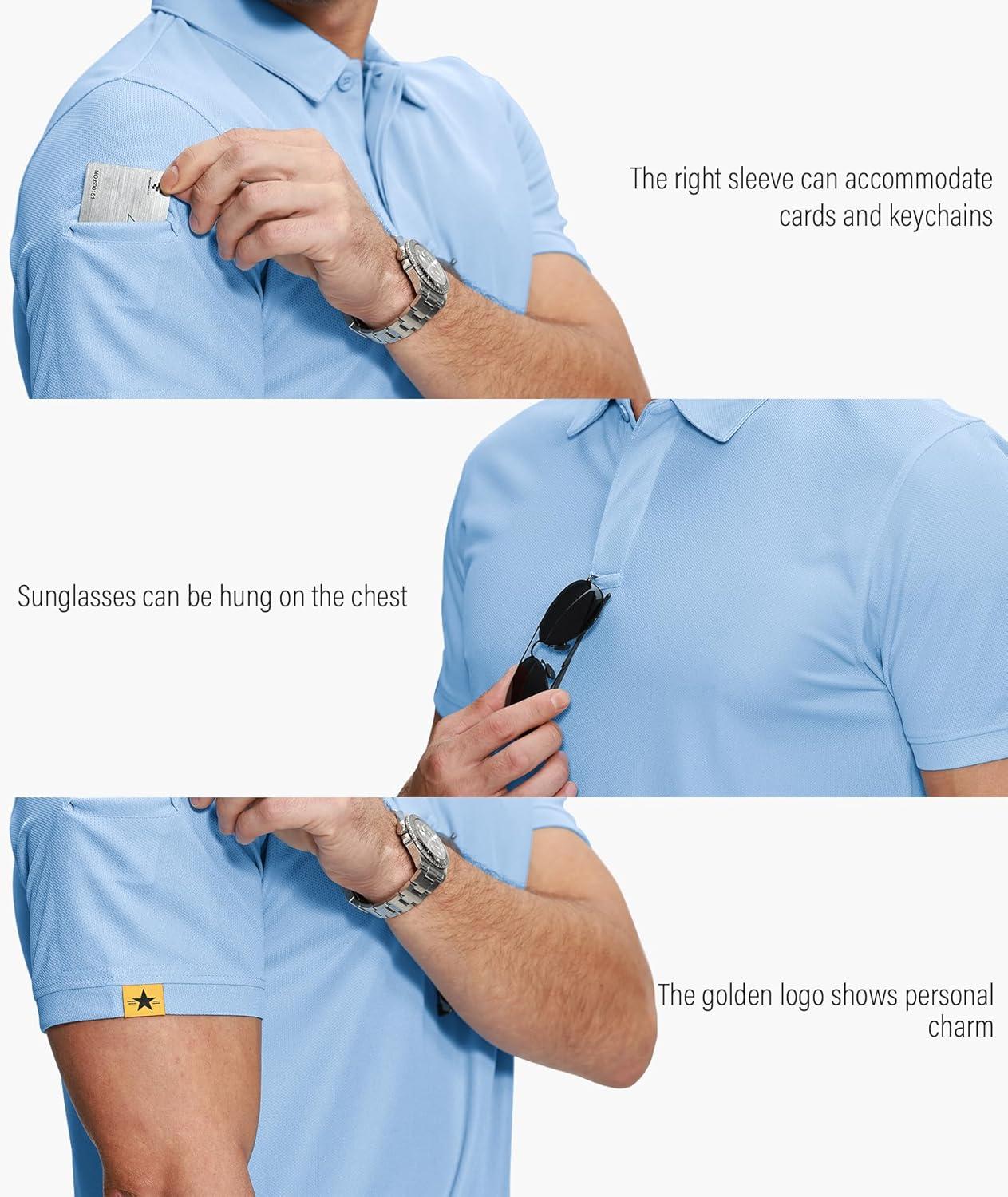 imageZITY 5 Pack Mens Polo Shirt Short Sleeve Sports Golf Tennis TShirt MoistureWicking Summer ShirtsWhite Moon Bluegreen Turquoise Sky