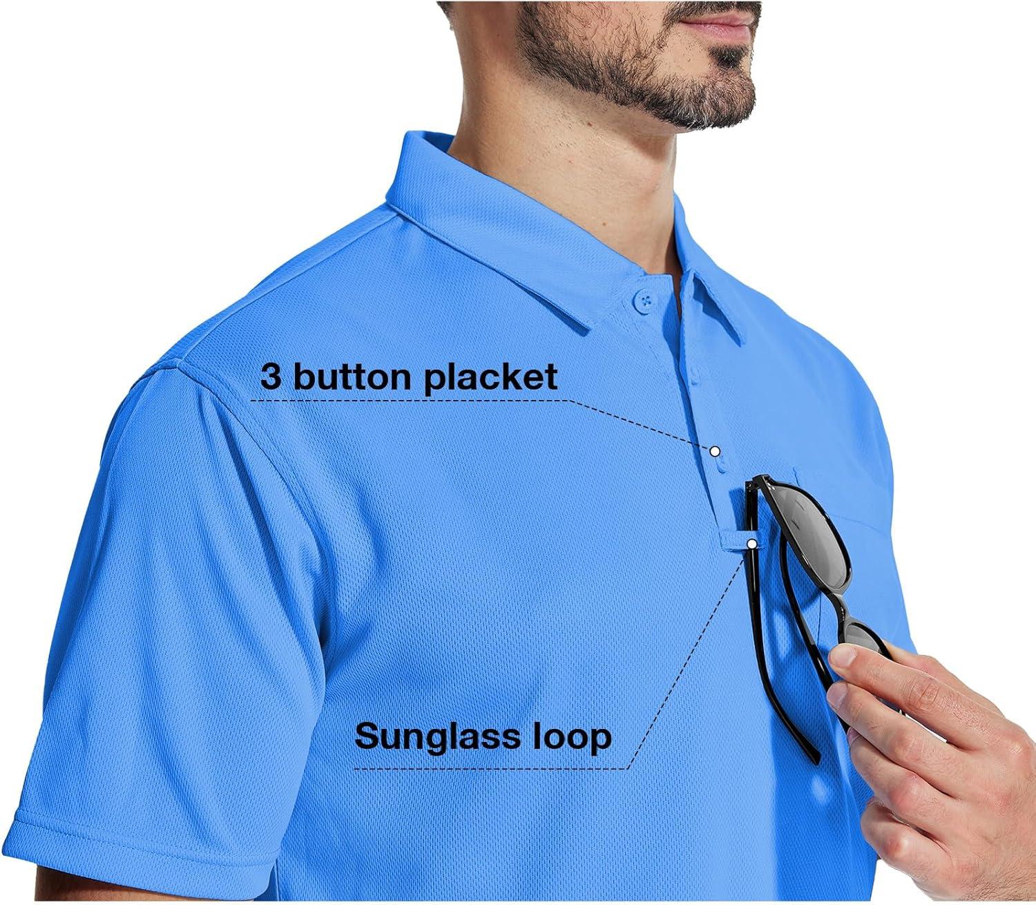 imageZITY 5 Pack Polo Shirts for Men with Pocket Dry Quickly Short Sleeve Athletic Outdoor Work Collared ShirtsApricotlight Blueroyal Bluelight Royal Blueemerald Blue