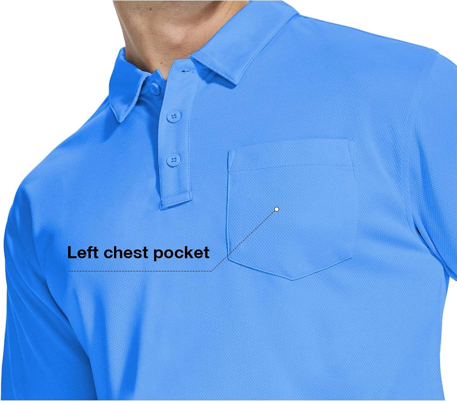 imageZITY 5 Pack Polo Shirts for Men with Pocket Dry Quickly Short Sleeve Athletic Outdoor Work Collared ShirtsApricotlight Blueroyal Bluelight Royal Blueemerald Blue