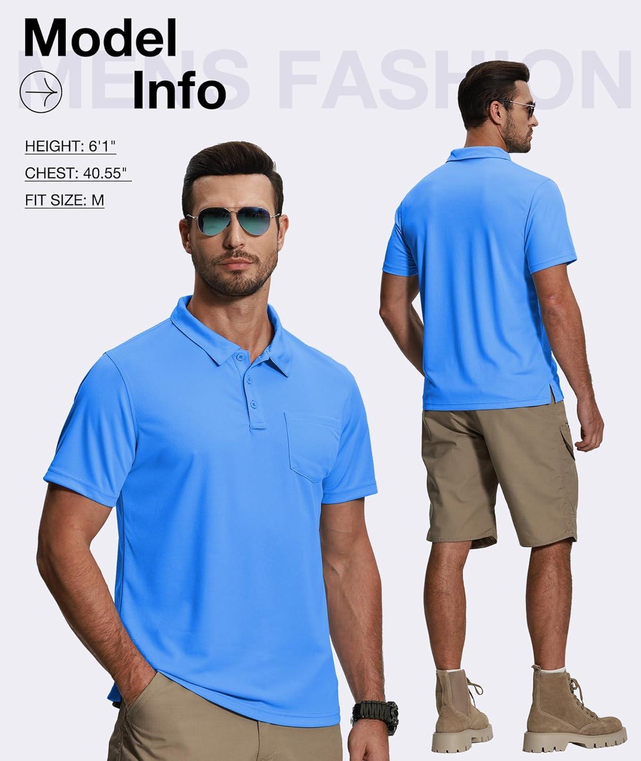 imageZITY 5 Pack Polo Shirts for Men with Pocket Dry Quickly Short Sleeve Athletic Outdoor Work Collared ShirtsApricotlight Blueroyal Bluelight Royal Blueemerald Blue