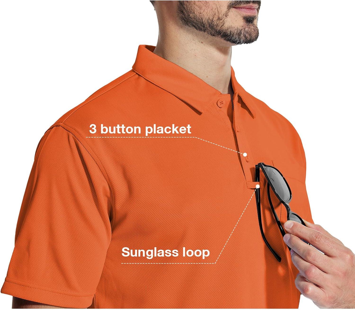 imageZITY 5 Pack Polo Shirts for Men with Pocket Dry Quickly Short Sleeve Athletic Outdoor Work Collared ShirtsArmy Greenapricotdark Orangenavydark Teal Blue