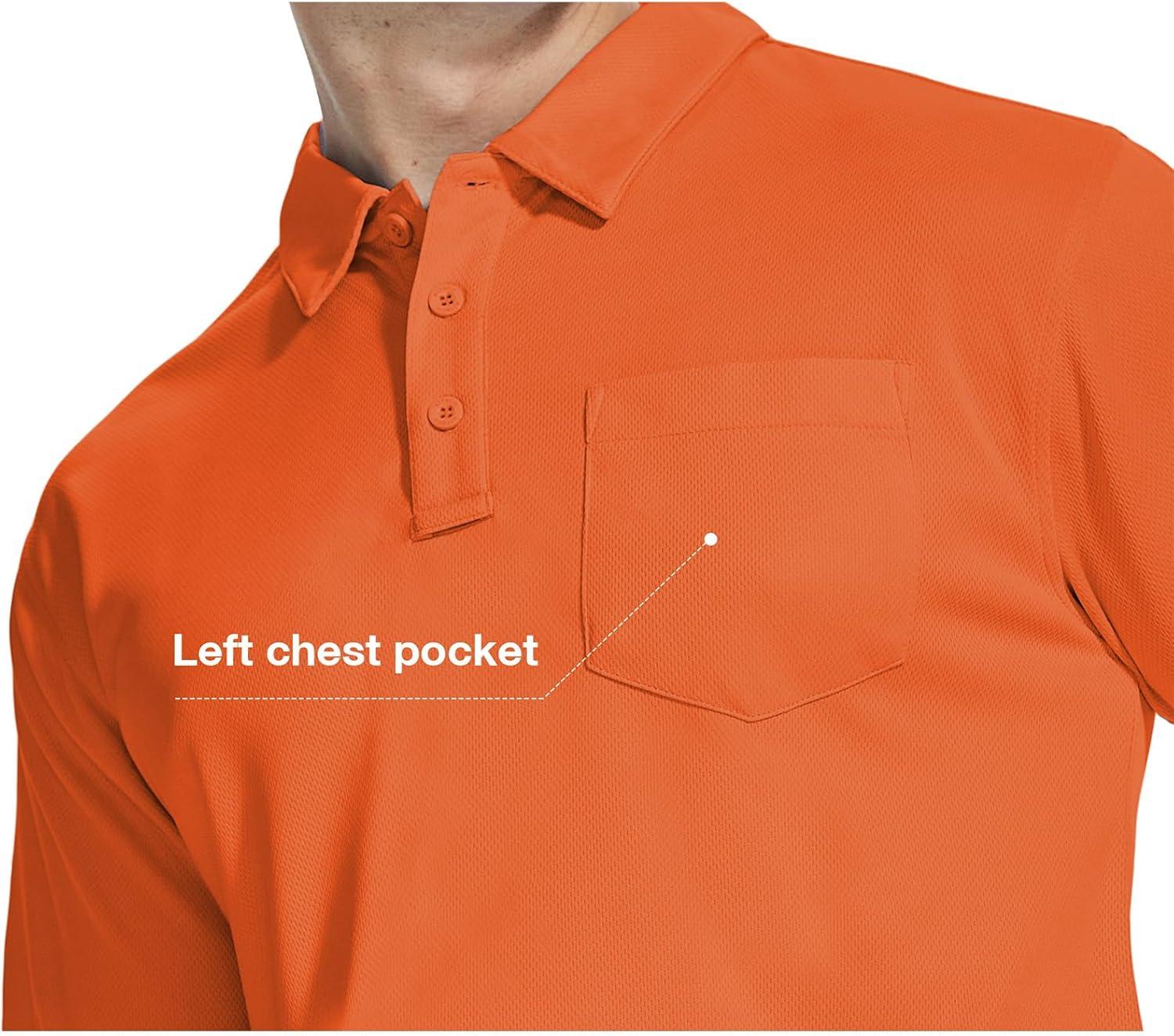 imageZITY 5 Pack Polo Shirts for Men with Pocket Dry Quickly Short Sleeve Athletic Outdoor Work Collared ShirtsArmy Greenapricotdark Orangenavydark Teal Blue