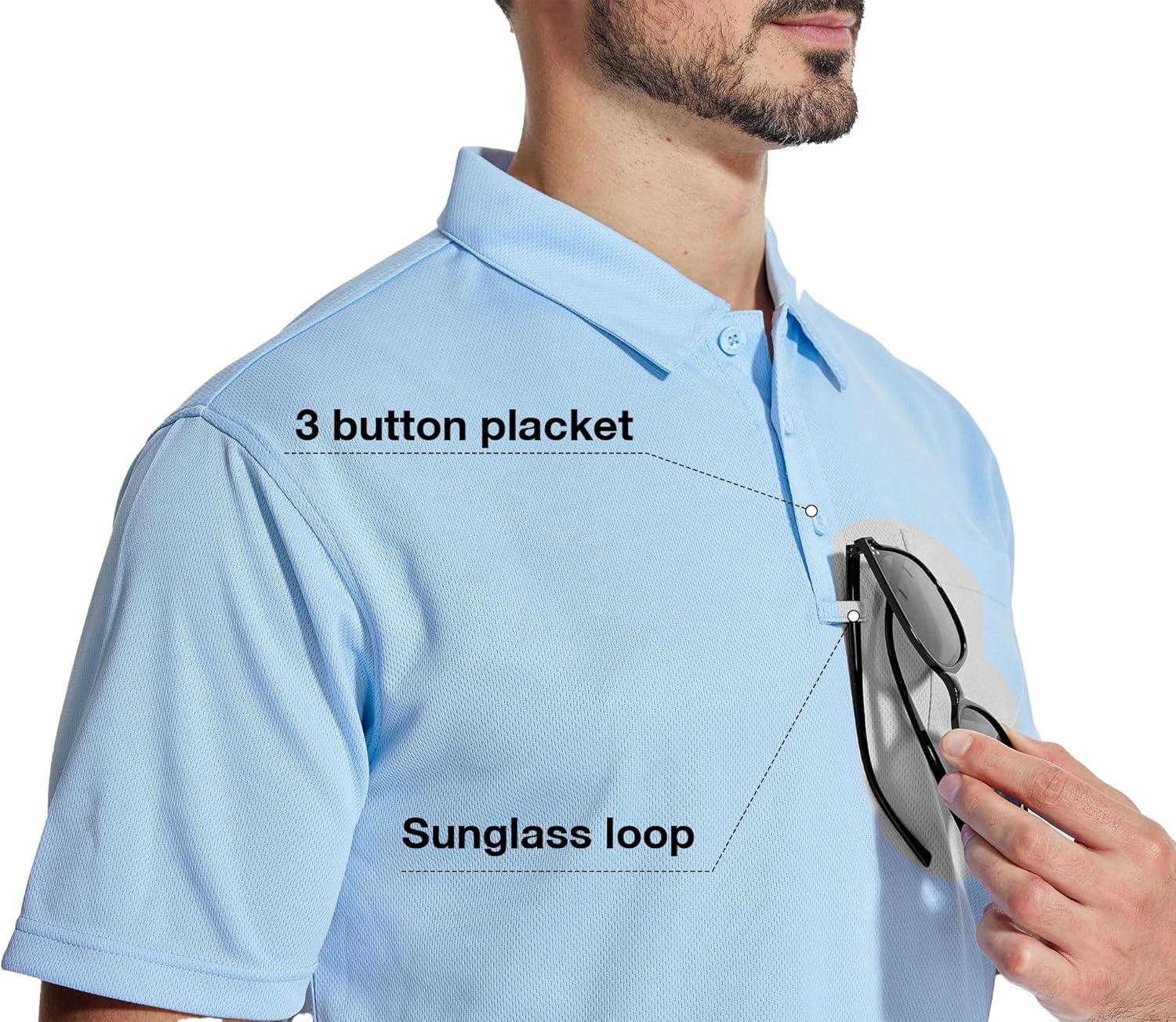 imageZITY 5 Pack Polo Shirts for Men with Pocket Dry Quickly Short Sleeve Athletic Outdoor Work Collared ShirtsBlackarmy Greennavylight Blueroyal Blue