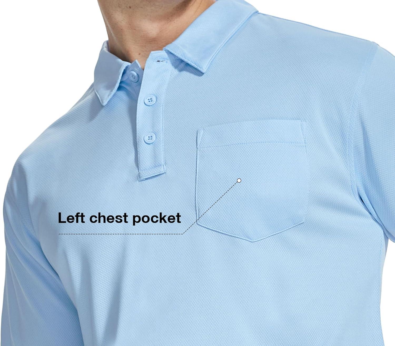 imageZITY 5 Pack Polo Shirts for Men with Pocket Dry Quickly Short Sleeve Athletic Outdoor Work Collared ShirtsBlackarmy Greennavylight Blueroyal Blue