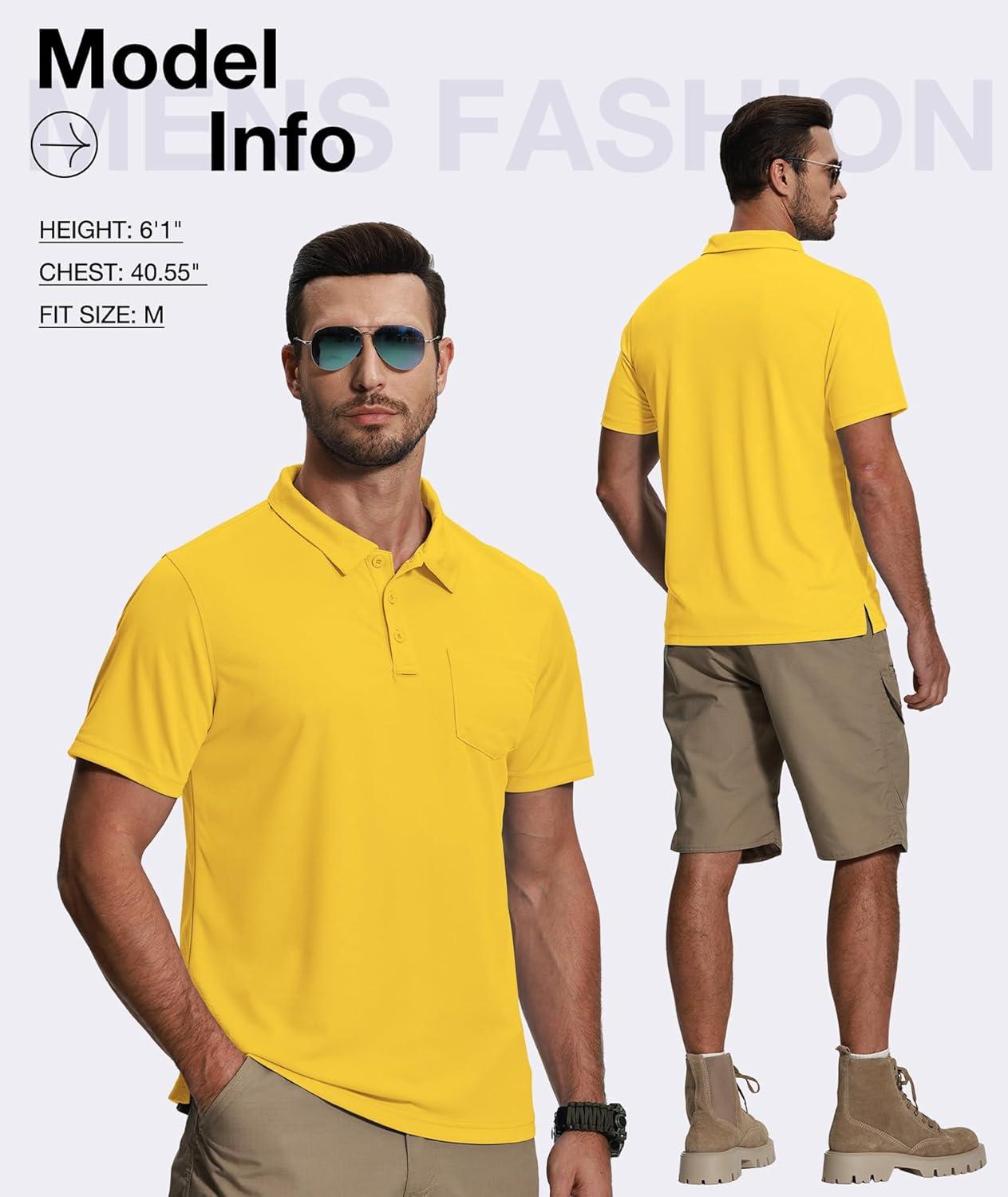imageZITY 5 Pack Polo Shirts for Men with Pocket Dry Quickly Short Sleeve Athletic Outdoor Work Collared ShirtsBlackforest Greenroyal Bluewhitedark Yellow