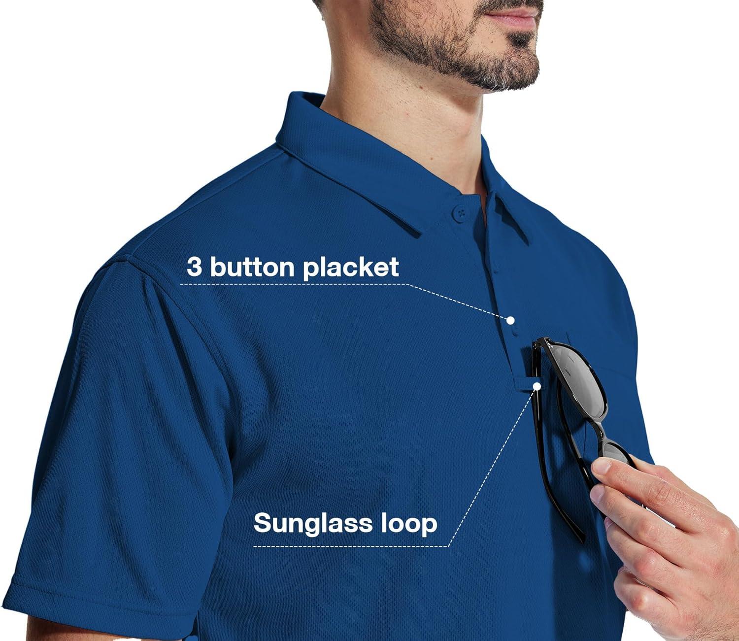 imageZITY 5 Pack Polo Shirts for Men with Pocket Dry Quickly Short Sleeve Athletic Outdoor Work Collared ShirtsBlackgreyroyal Bluearmy Greenkhaki