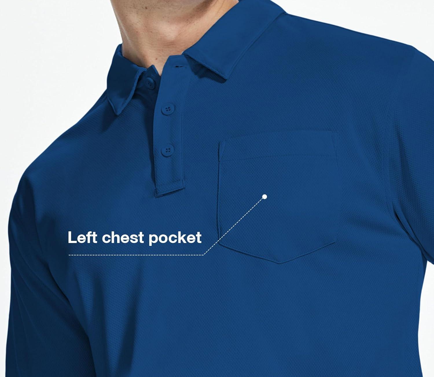 imageZITY 5 Pack Polo Shirts for Men with Pocket Dry Quickly Short Sleeve Athletic Outdoor Work Collared ShirtsBlackgreyroyal Bluearmy Greenkhaki