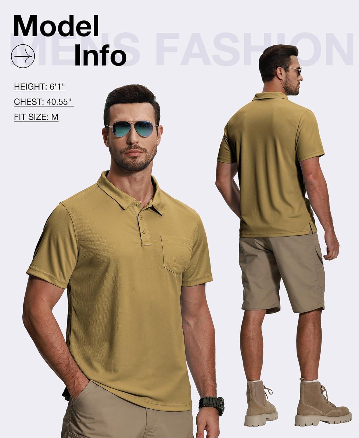 imageZITY 5 Pack Polo Shirts for Men with Pocket Dry Quickly Short Sleeve Athletic Outdoor Work Collared ShirtsBlackgreyroyal Bluearmy Greenkhaki