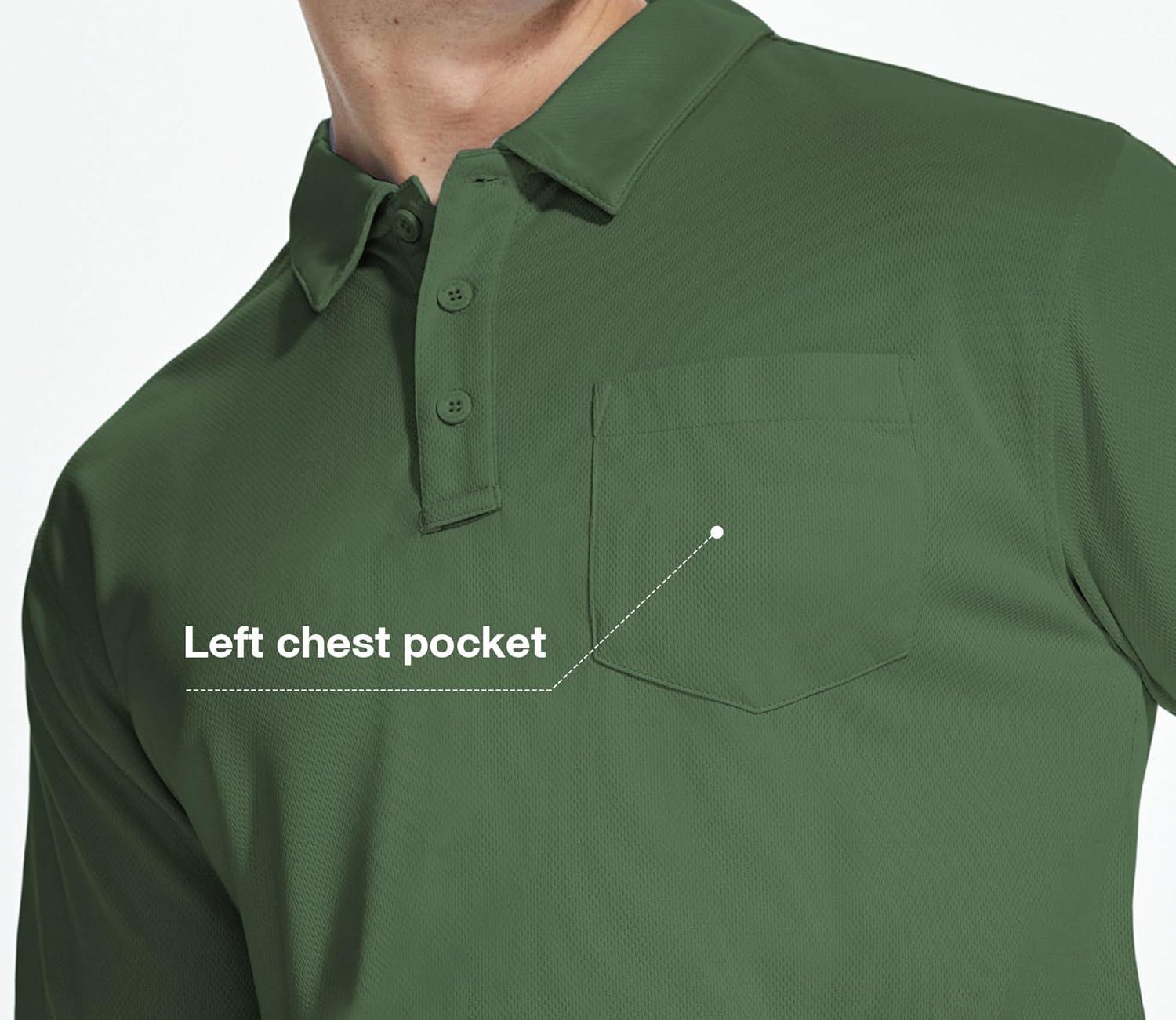 imageZITY 5 Pack Polo Shirts for Men with Pocket Dry Quickly Short Sleeve Athletic Outdoor Work Collared ShirtsGreyarmy Greenapricotwine Redwhite