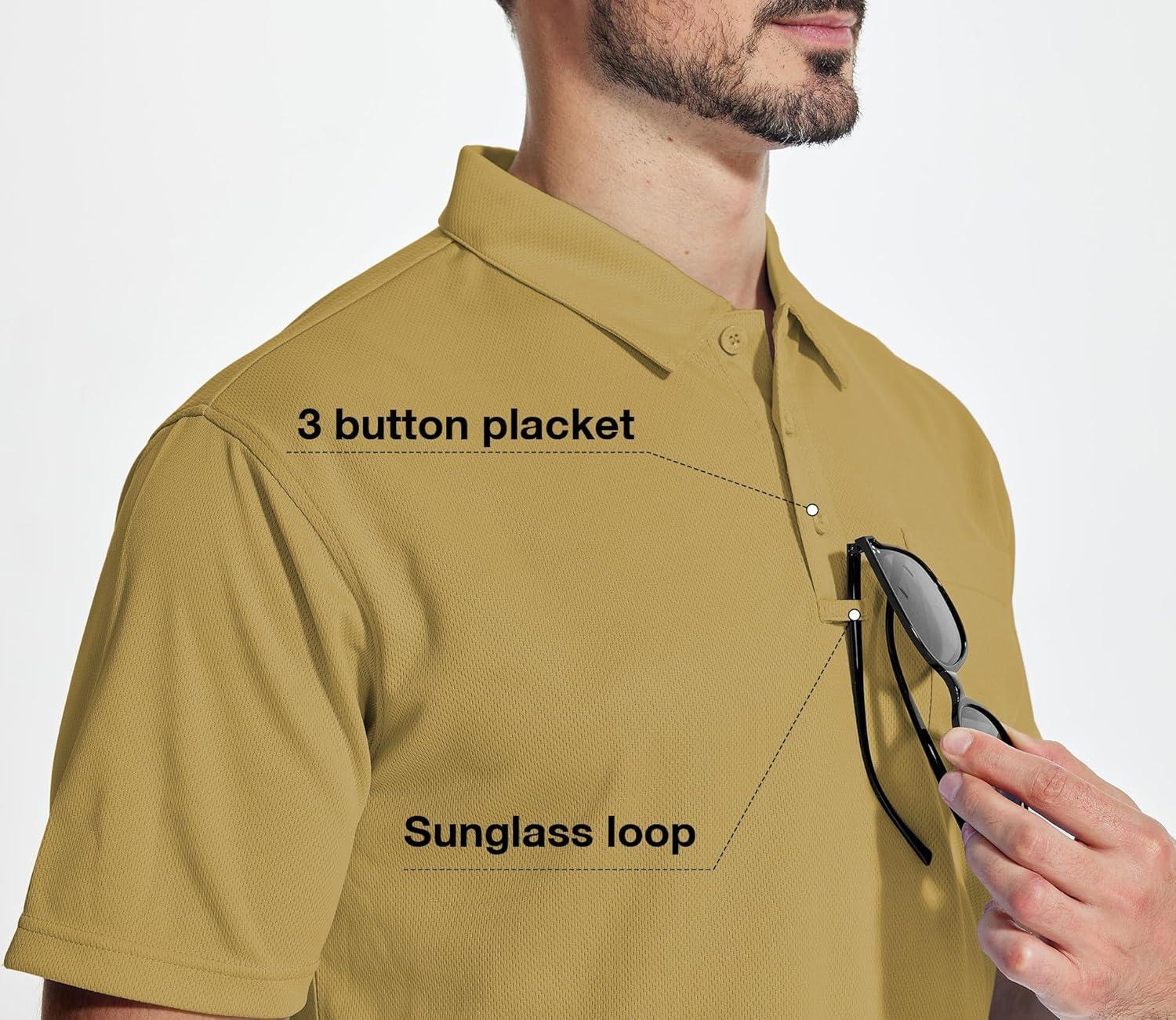 imageZITY 5 Pack Polo Shirts for Men with Pocket Dry Quickly Short Sleeve Athletic Outdoor Work Collared ShirtsKhakinavyroyal Bluedark Teal Bluewhite
