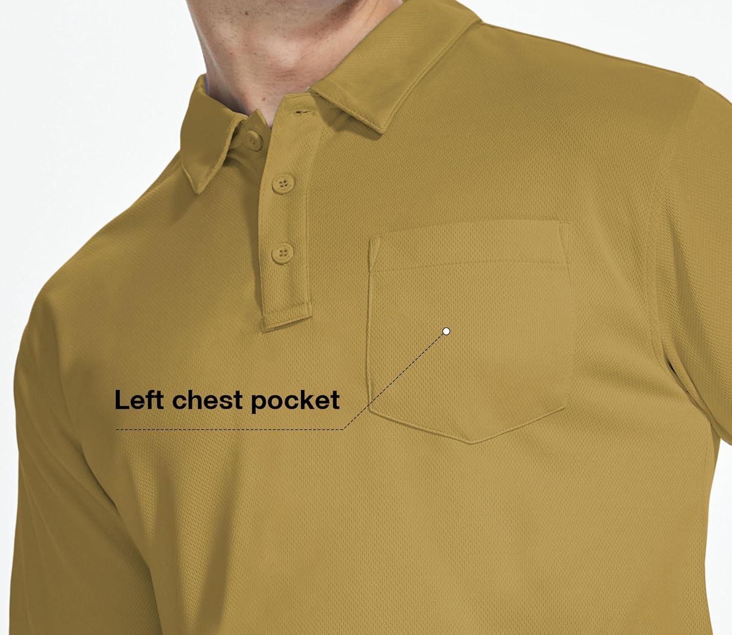 imageZITY 5 Pack Polo Shirts for Men with Pocket Dry Quickly Short Sleeve Athletic Outdoor Work Collared ShirtsKhakinavyroyal Bluedark Teal Bluewhite