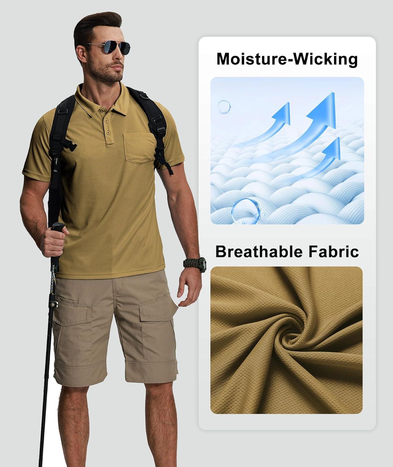 imageZITY 5 Pack Polo Shirts for Men with Pocket Dry Quickly Short Sleeve Athletic Outdoor Work Collared ShirtsRoyal Bluewine Redkhakidark Teal Blueblack
