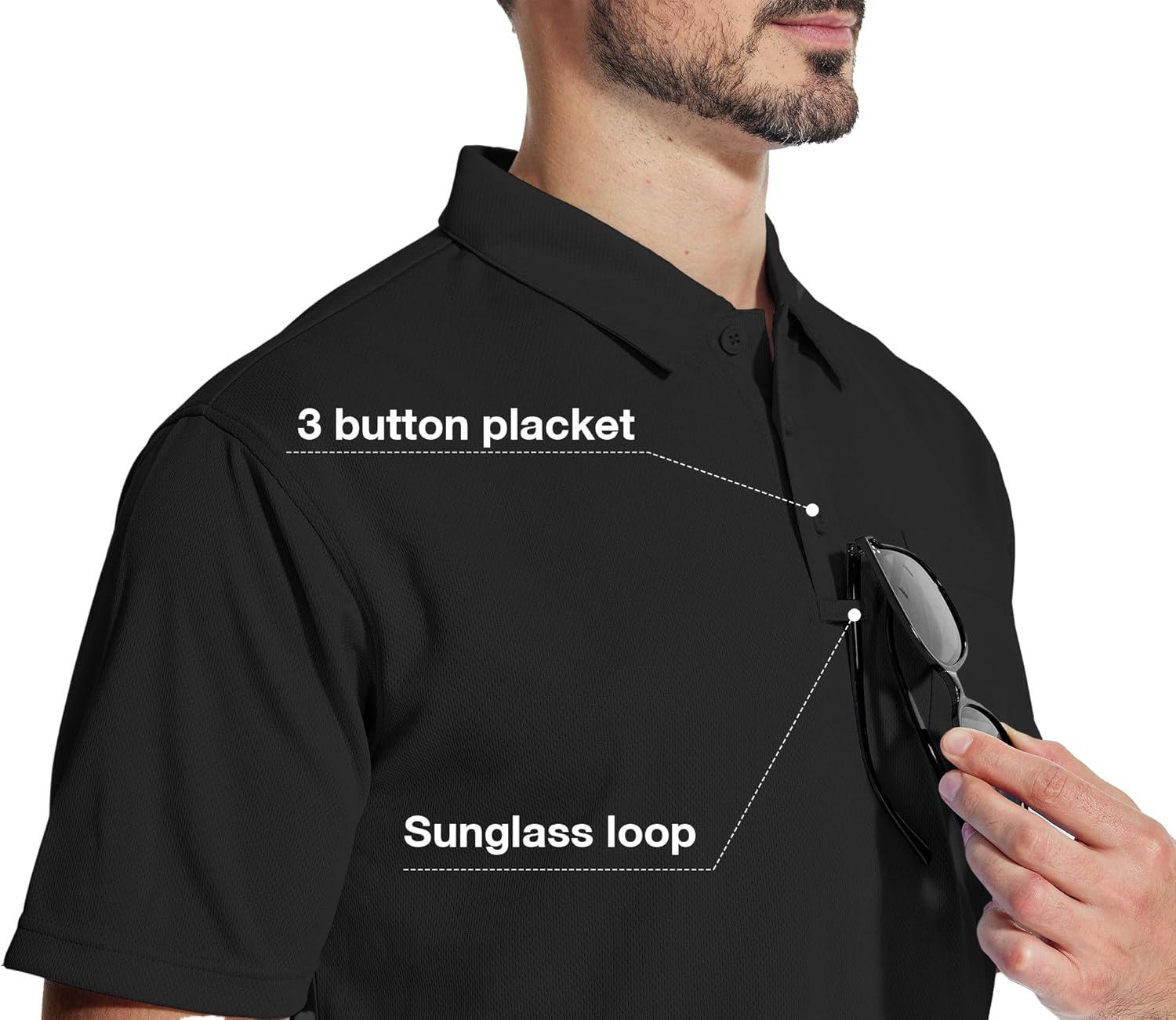 imageZITY 5 Pack Polo Shirts for Men with Pocket Dry Quickly Short Sleeve Athletic Outdoor Work Collared ShirtsRoyal Bluewine Redkhakidark Teal Blueblack