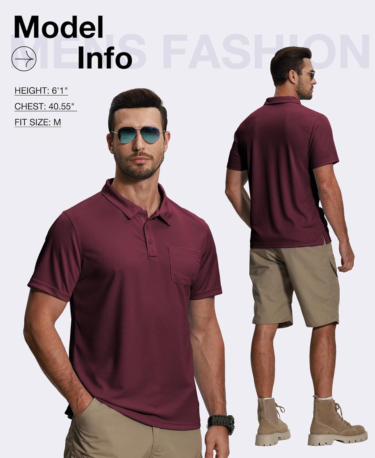 imageZITY 5 Pack Polo Shirts for Men with Pocket Dry Quickly Short Sleeve Athletic Outdoor Work Collared ShirtsRoyal Bluewine Redkhakidark Teal Blueblack
