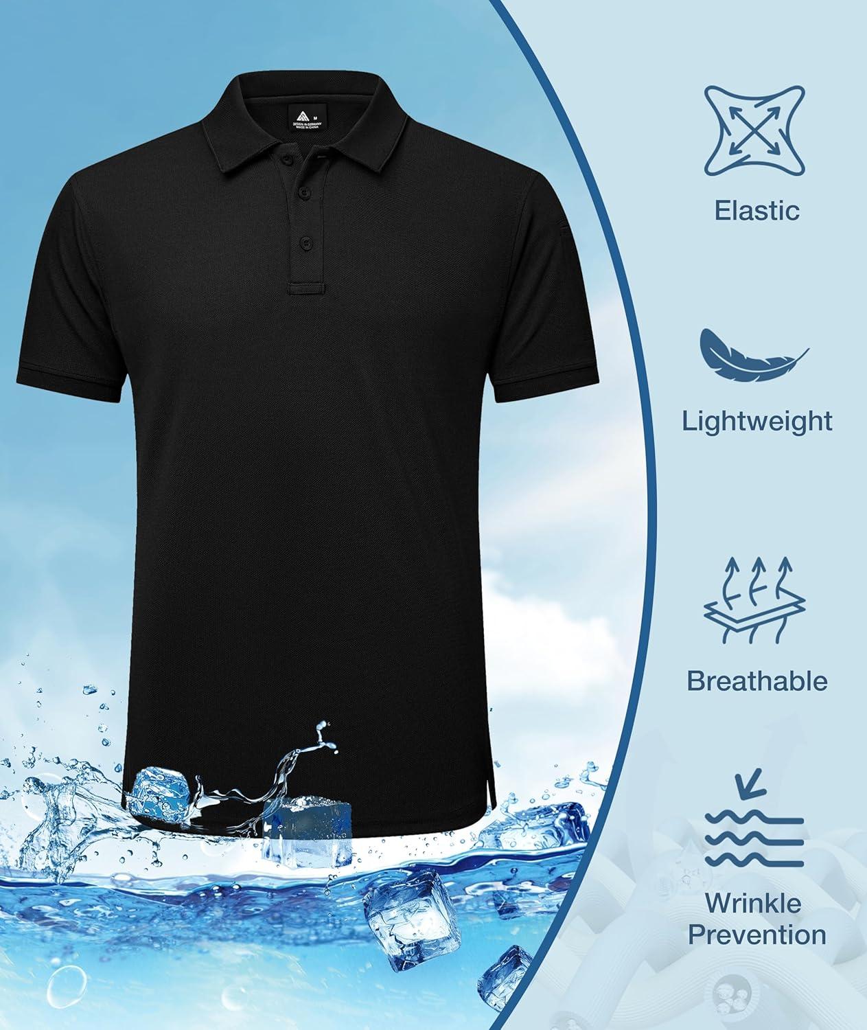 imageZITY 5 Pack Tactical Polo Shirts for Men Golf Shirt Short Sleeve Athletic Performance Moisture Wicking Work Outdoor TshirtsBlack Gray Navy Green Red
