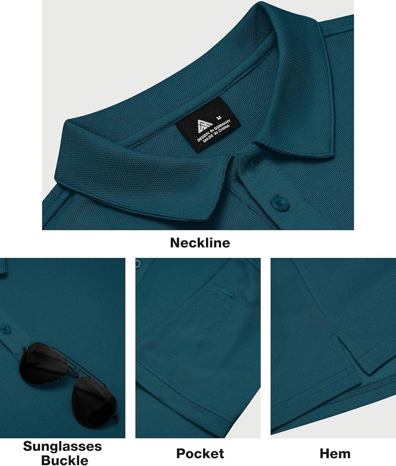 imageZITY 5 Pack Tactical Polo Shirts for Men Golf Shirt Short Sleeve Athletic Performance Moisture Wicking Work Outdoor TshirtsBlack Grey Navy Blue Teal
