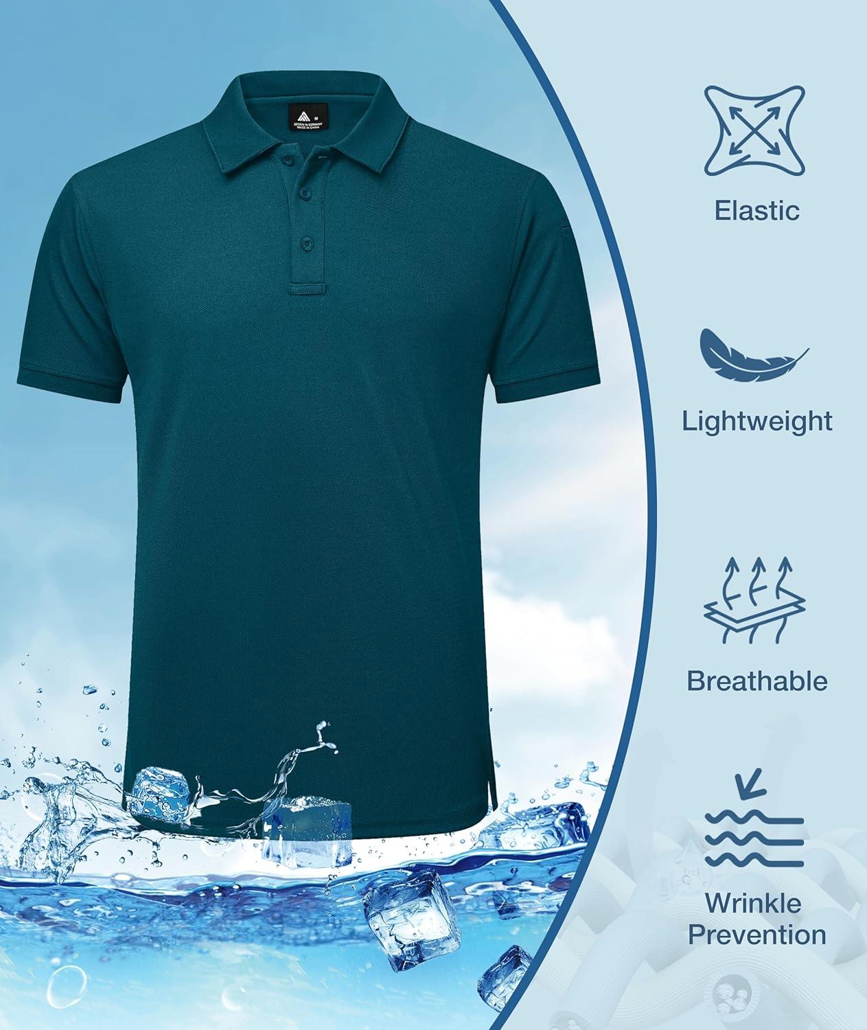 imageZITY 5 Pack Tactical Polo Shirts for Men Golf Shirt Short Sleeve Athletic Performance Moisture Wicking Work Outdoor TshirtsBlack Grey Navy Blue Teal
