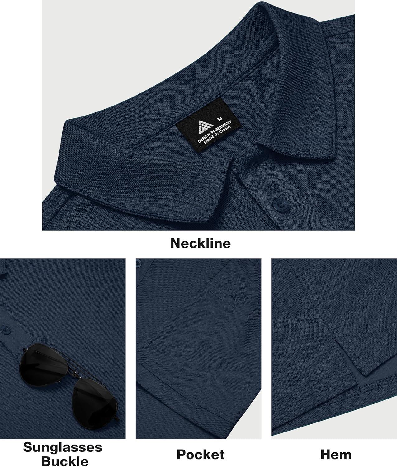imageZITY 5 Pack Tactical Polo Shirts for Men Golf Shirt Short Sleeve Athletic Performance Moisture Wicking Work Outdoor TshirtsWhite Black Gray Navy Blue