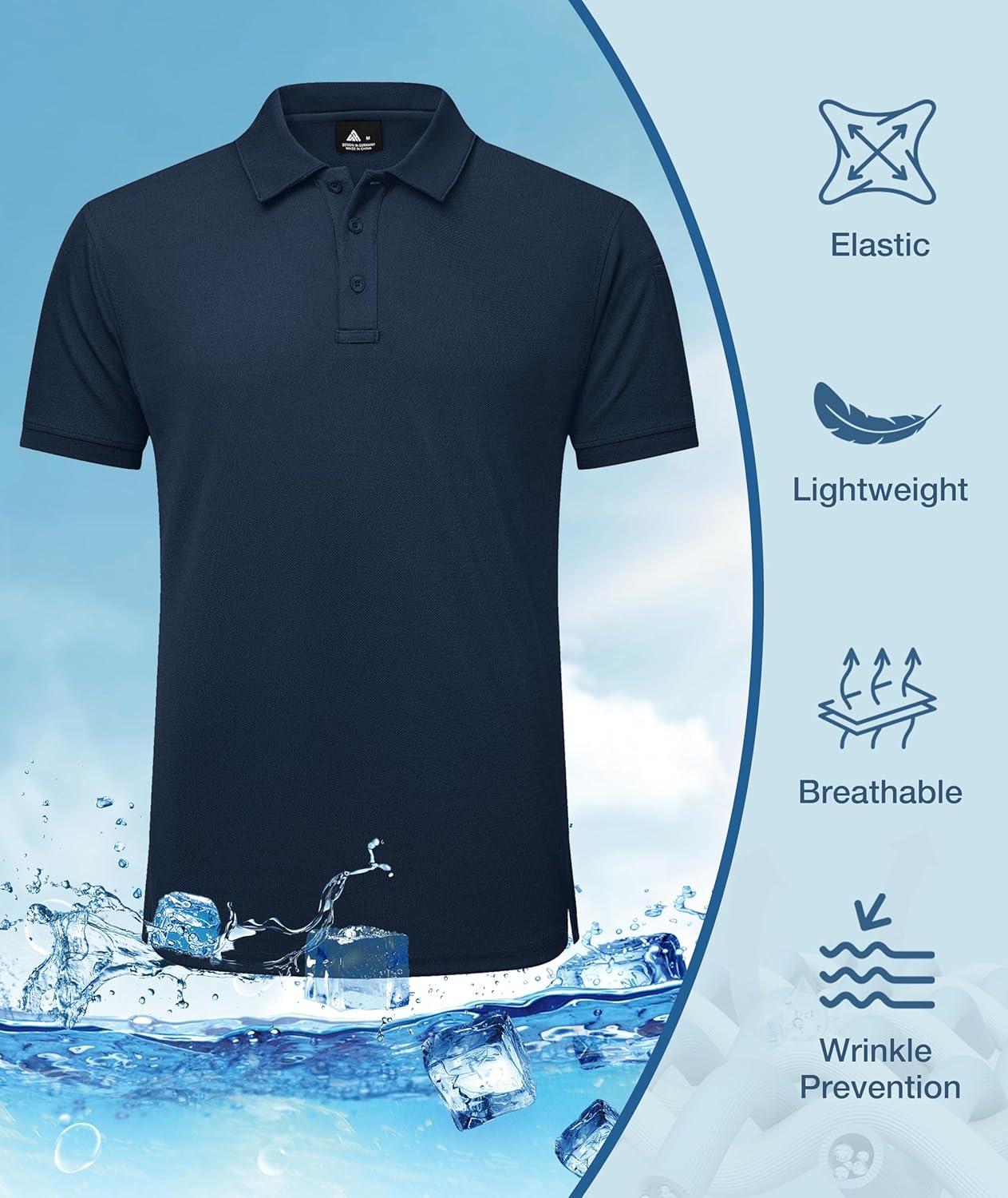 imageZITY 5 Pack Tactical Polo Shirts for Men Golf Shirt Short Sleeve Athletic Performance Moisture Wicking Work Outdoor TshirtsWhite Black Gray Navy Blue