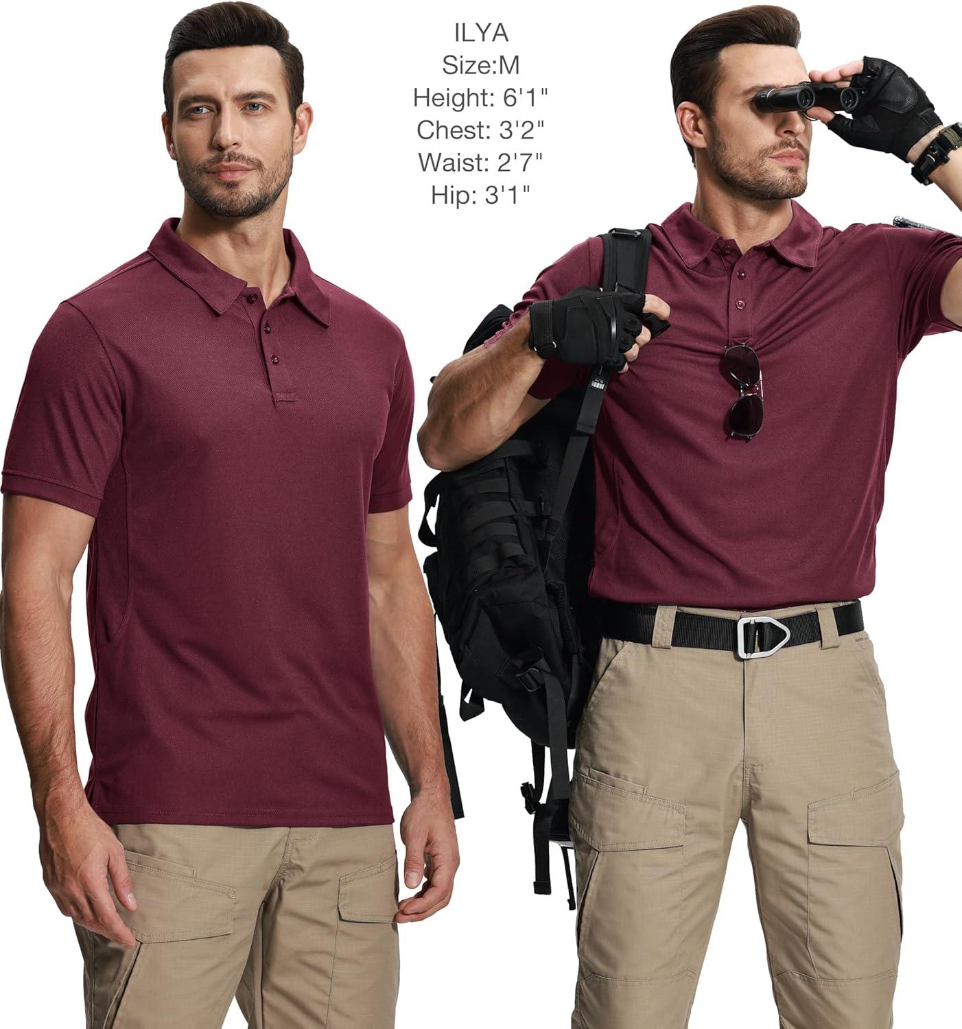 imageZITY 5 Pack Tactical Polo Shirts for Men Golf Shirt Short Sleeve Athletic Performance Moisture Wicking Work Outdoor TshirtsWhite Blue Teal Green Red