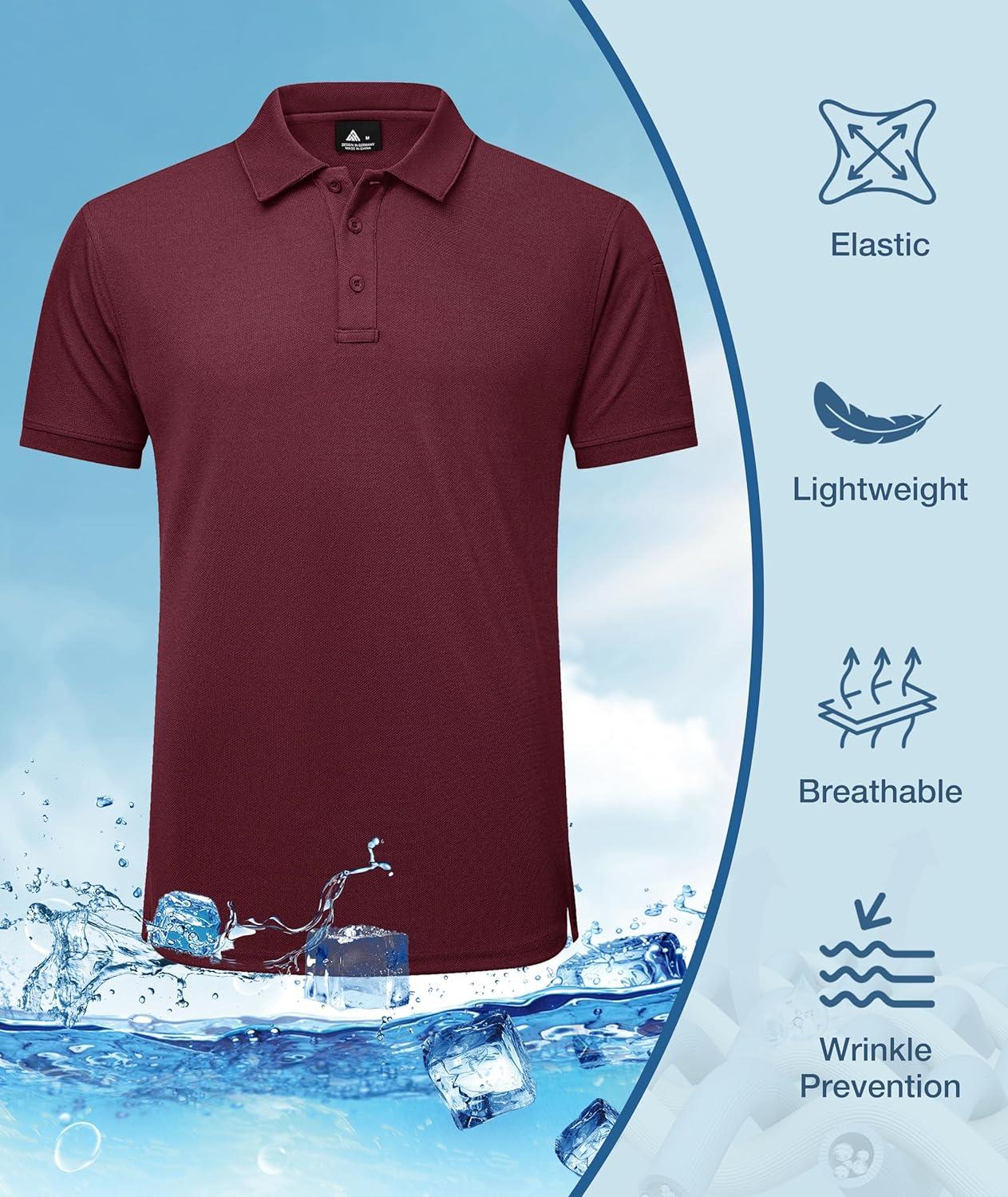 imageZITY 5 Pack Tactical Polo Shirts for Men Golf Shirt Short Sleeve Athletic Performance Moisture Wicking Work Outdoor TshirtsWhite Blue Teal Green Red