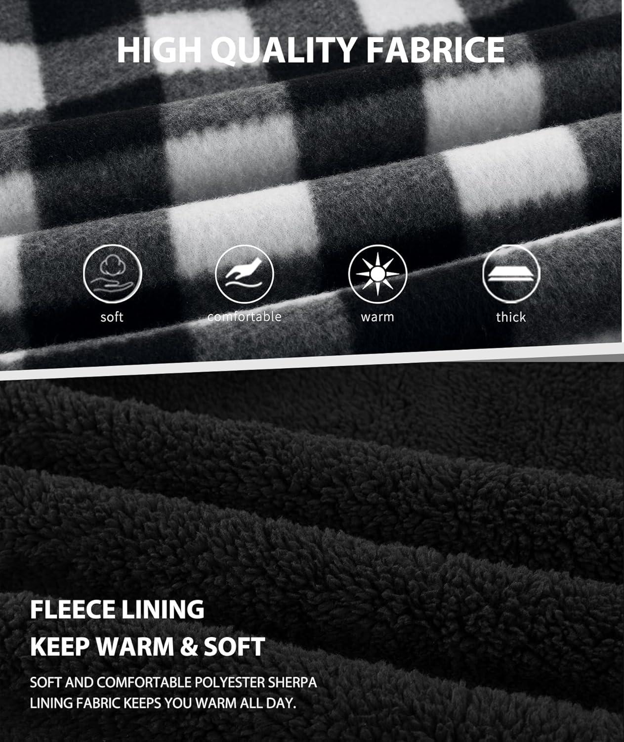 imageZITY Boys Flannel Shirt Jacket Fleece Sherpa Lined Plaid Jackets Unisex Coat Full Zip Hoodie Girls Winter Outwear 615 YearsWhite Black