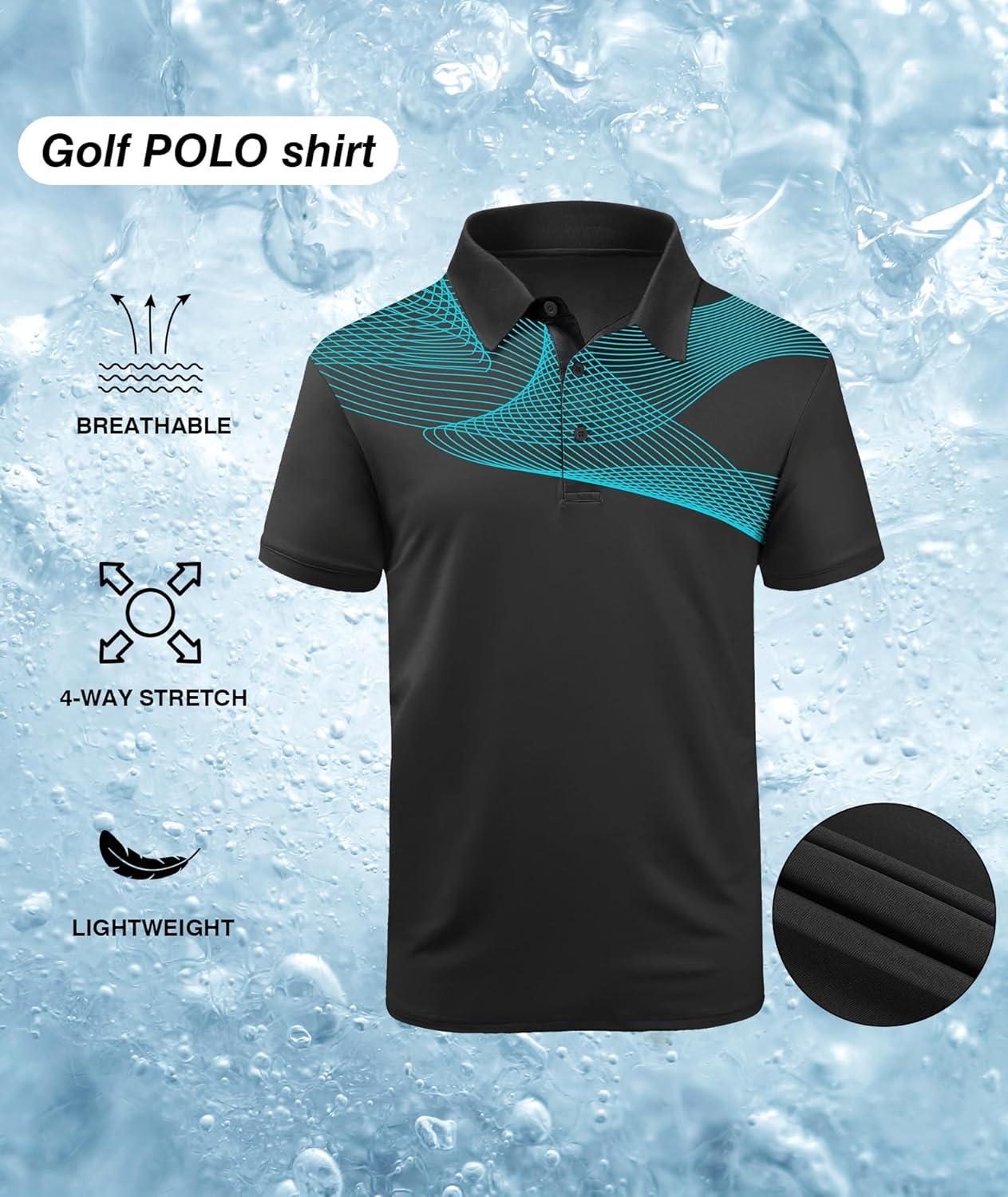 imageZITY Golf Polo Shirts for Men Short Sleeve Athletic Tennis TShirtBlack Navy Blue