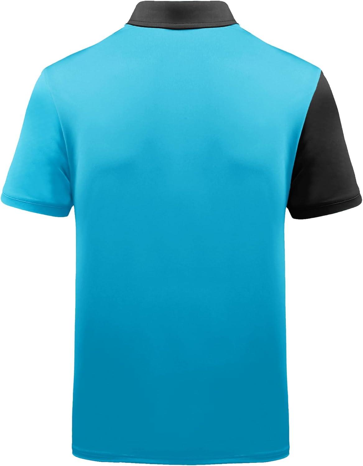imageZITY Golf Polo Shirts for Men Short Sleeve Athletic Tennis TShirtBlack Sky Blue