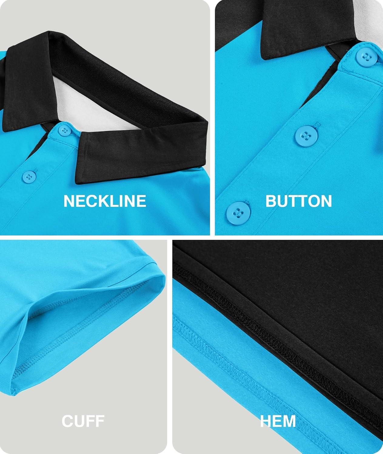 imageZITY Golf Polo Shirts for Men Short Sleeve Athletic Tennis TShirtBlack Sky Blue