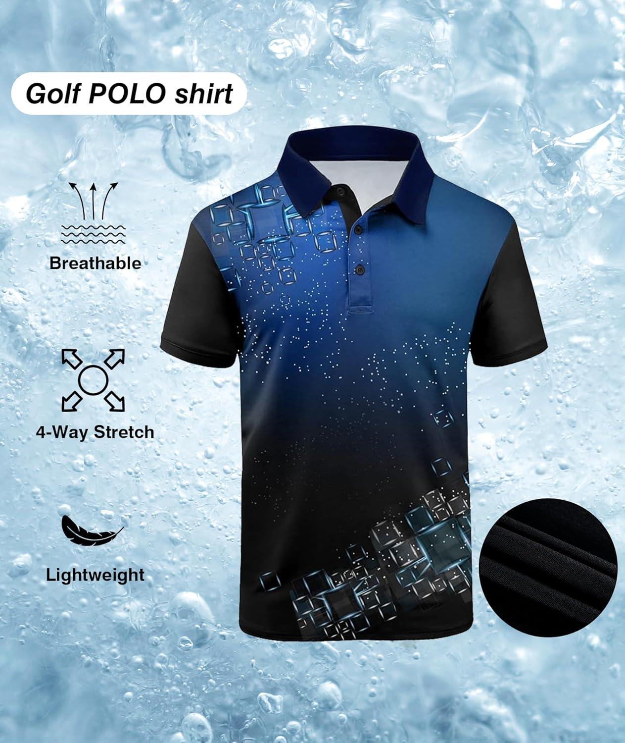 imageZITY Golf Polo Shirts for Men Short Sleeve Athletic Tennis TShirtBlock Blue