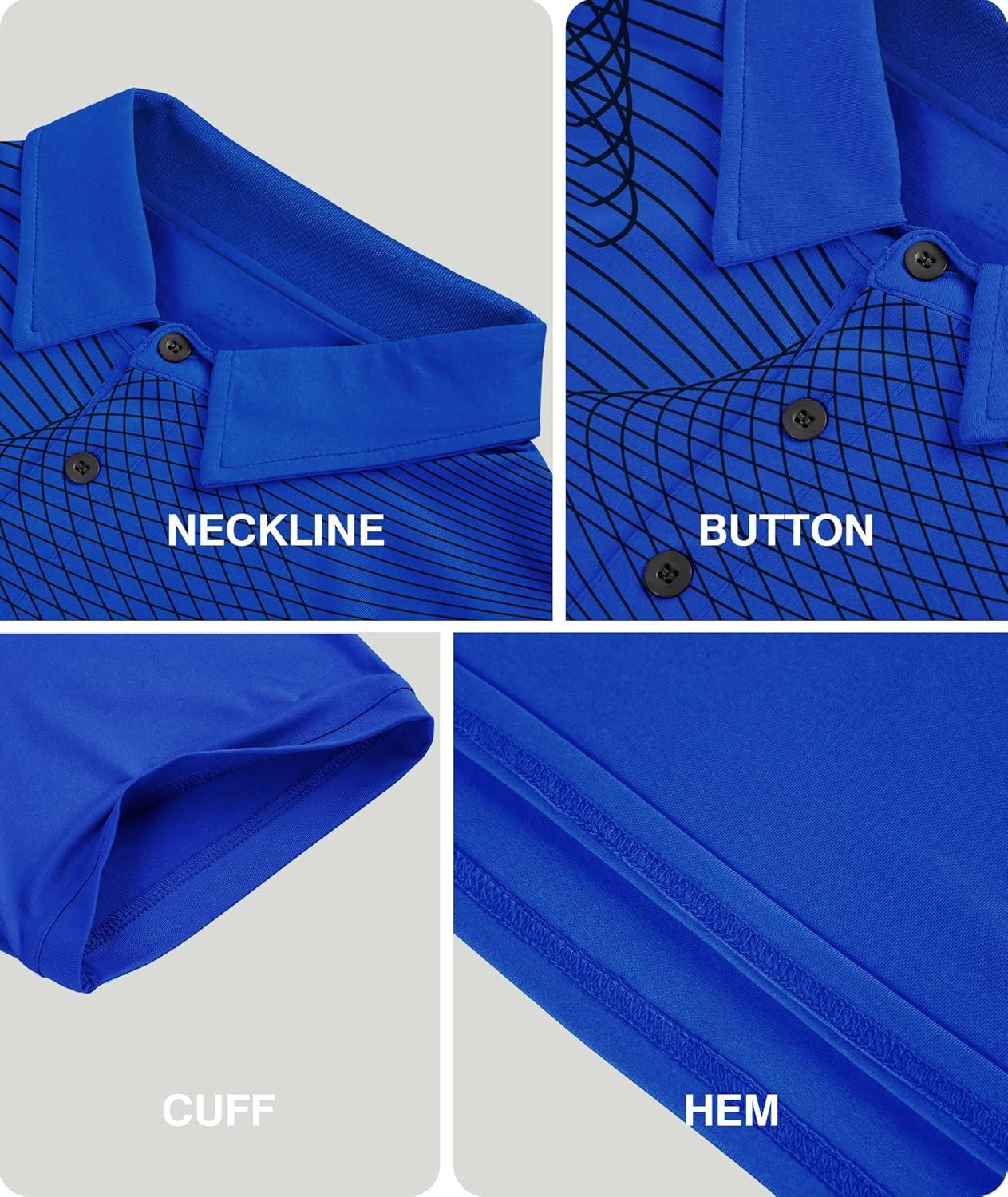 imageZITY Golf Polo Shirts for Men Short Sleeve Athletic Tennis TShirtBlue Black