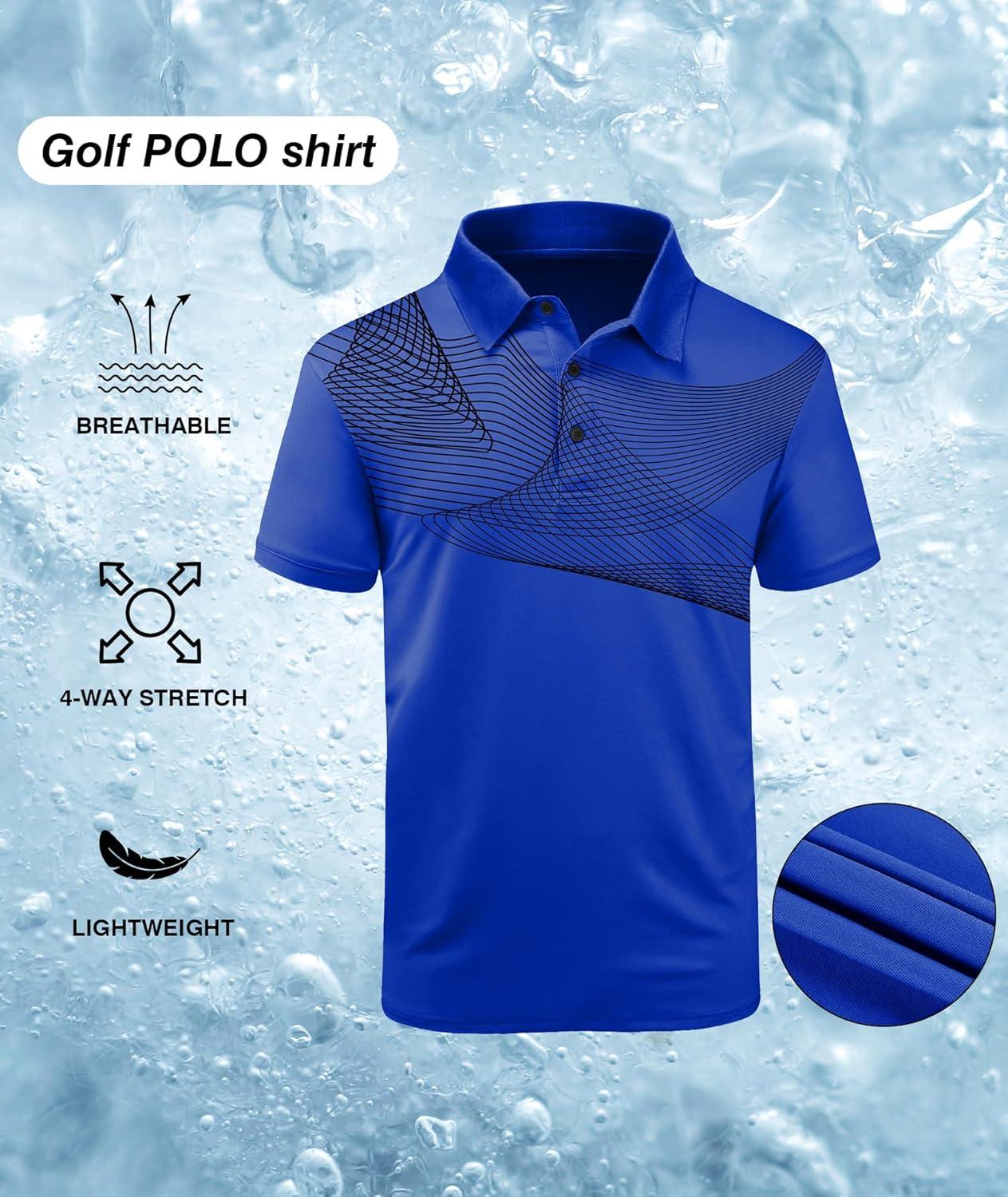 imageZITY Golf Polo Shirts for Men Short Sleeve Athletic Tennis TShirtBlue Black