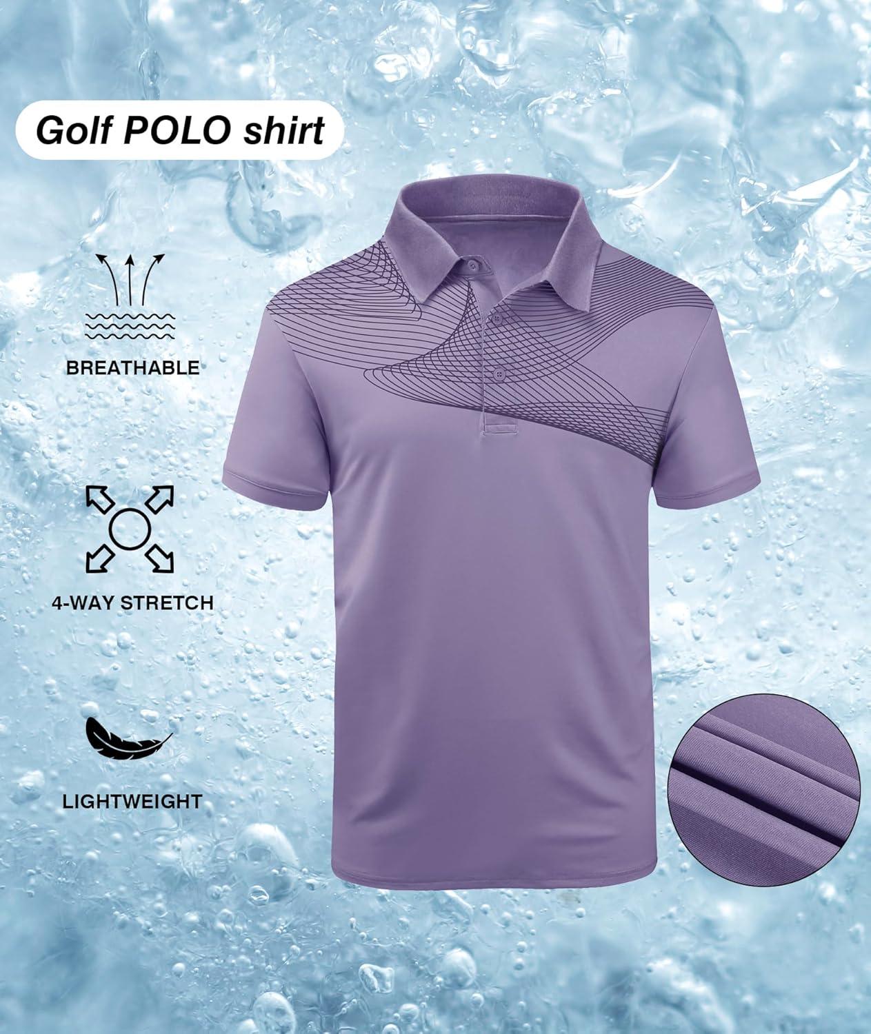 imageZITY Golf Polo Shirts for Men Short Sleeve Athletic Tennis TShirtLight Purple