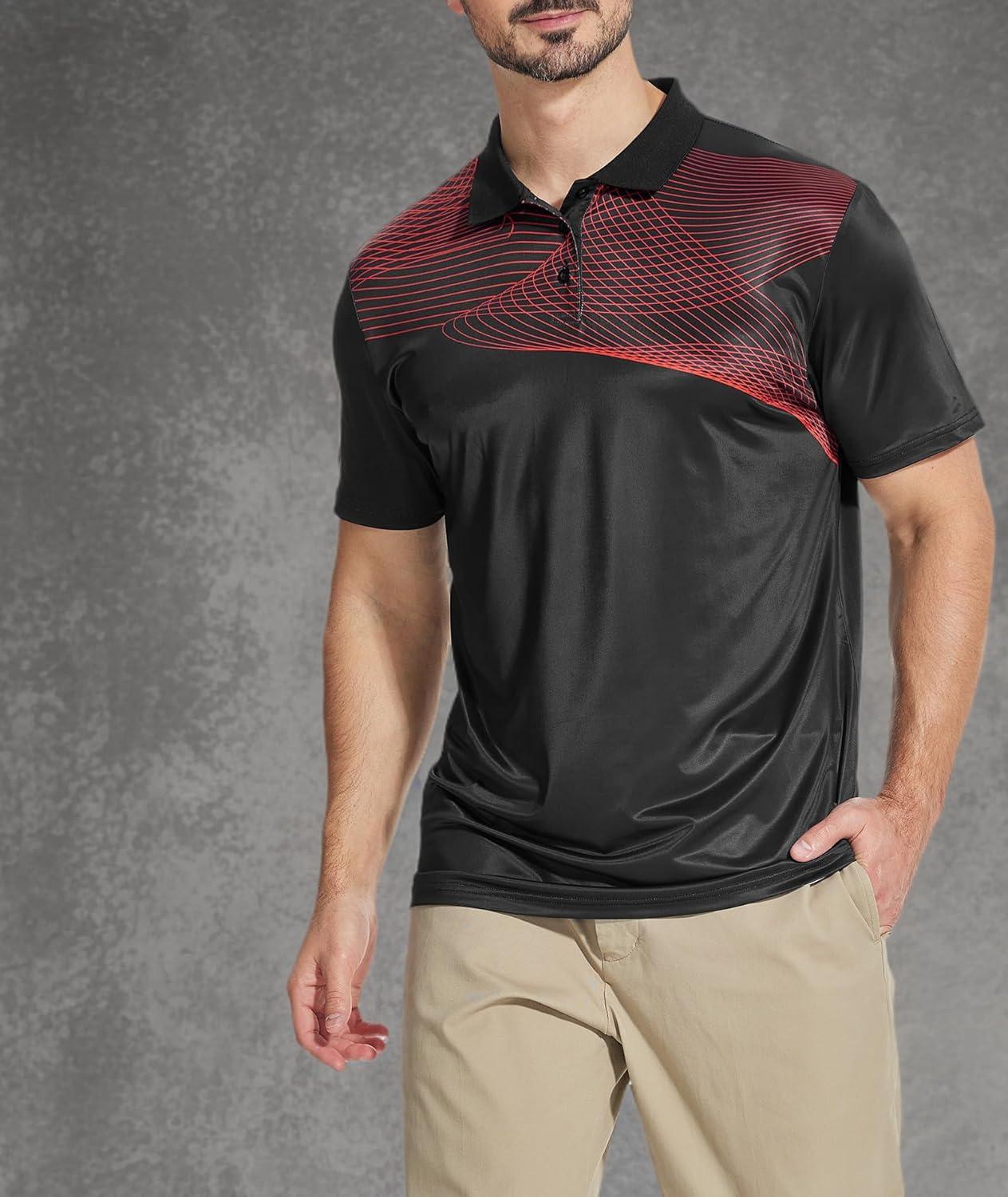 imageZITY Golf Polo Shirts for Men Short Sleeve Athletic Tennis TShirtRed