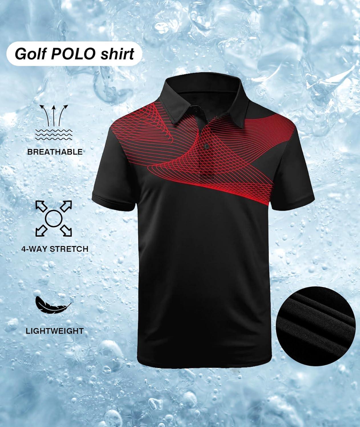 imageZITY Golf Polo Shirts for Men Short Sleeve Athletic Tennis TShirtRed