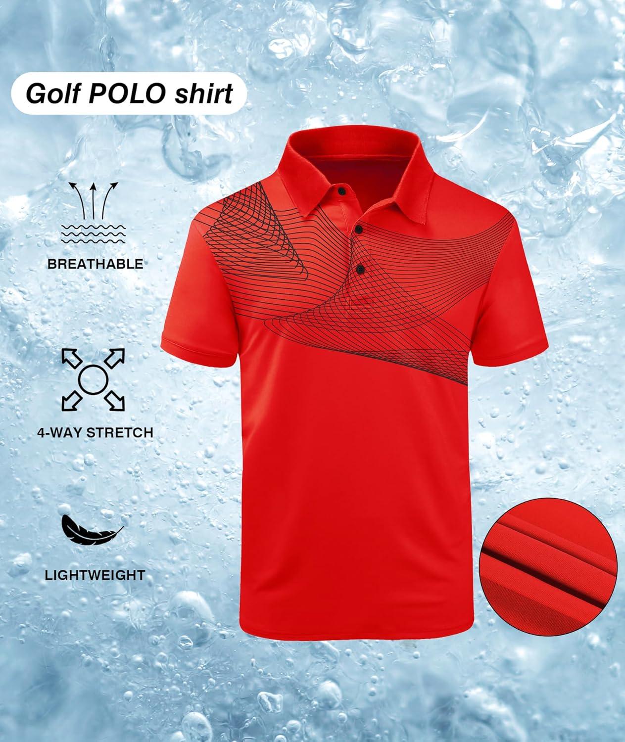 imageZITY Golf Polo Shirts for Men Short Sleeve Athletic Tennis TShirtRed Black