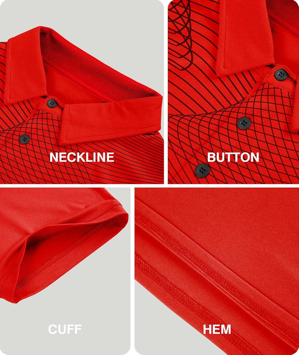 imageZITY Golf Polo Shirts for Men Short Sleeve Athletic Tennis TShirtRed Black